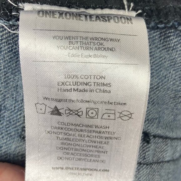 One Teaspoon‎ High Waist Bonita Jean Shorts Raw Size 25 Dark Blue Bohemian Boho - Picture 6 of 11